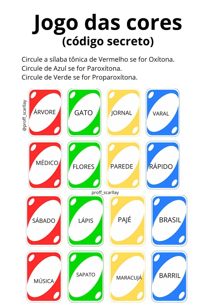 Jogo das Cores- oxítonas, paroxítonas e proparoxítonas - Imagem 2